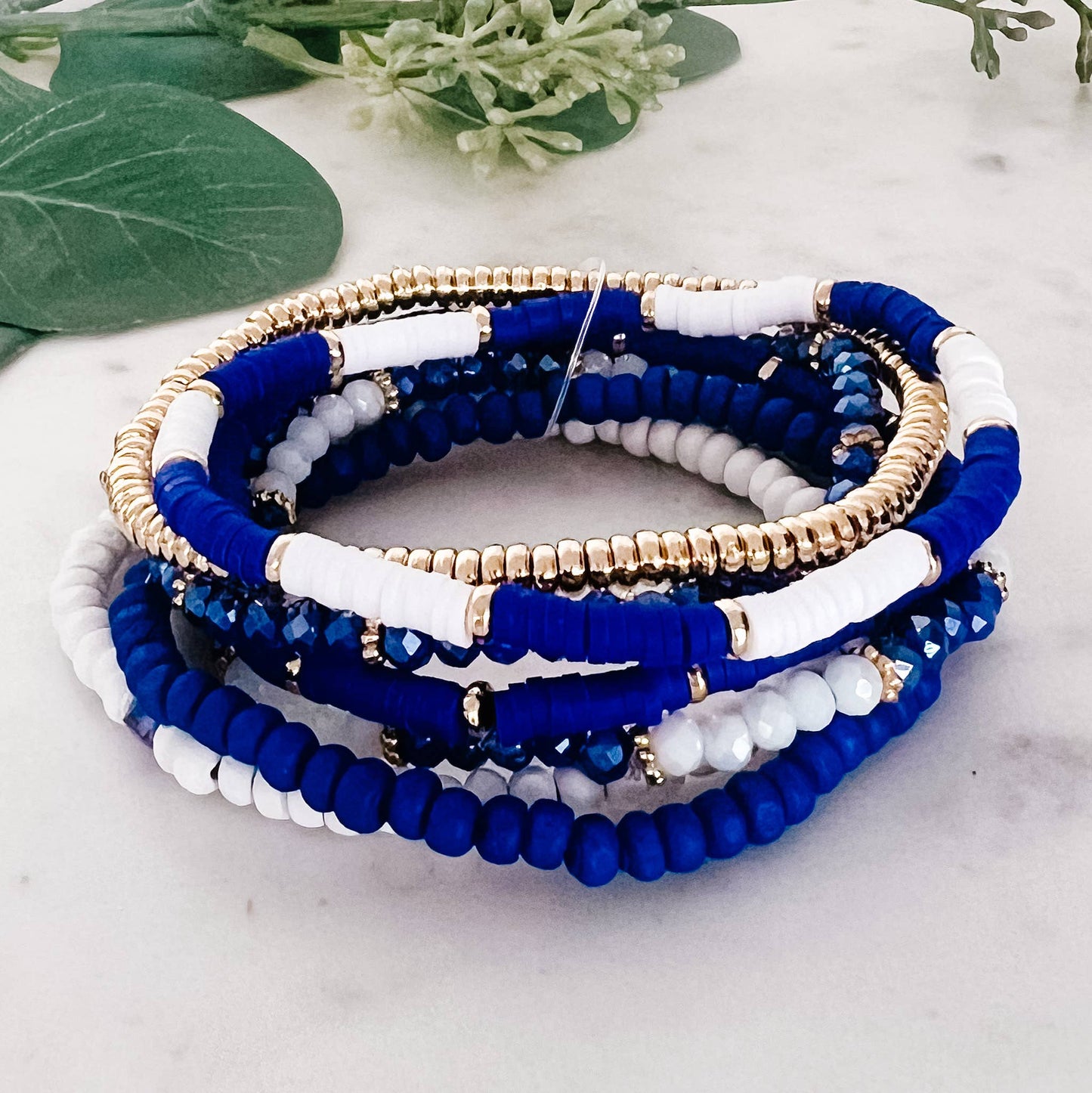 Blue White Bracelet Stack