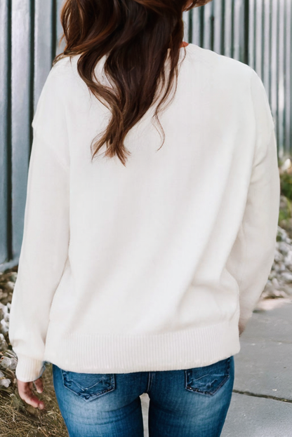 Thankful Ivory Embroidered Sweater