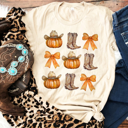 Cowboy Boots & Pumpkins Ladies V-neck